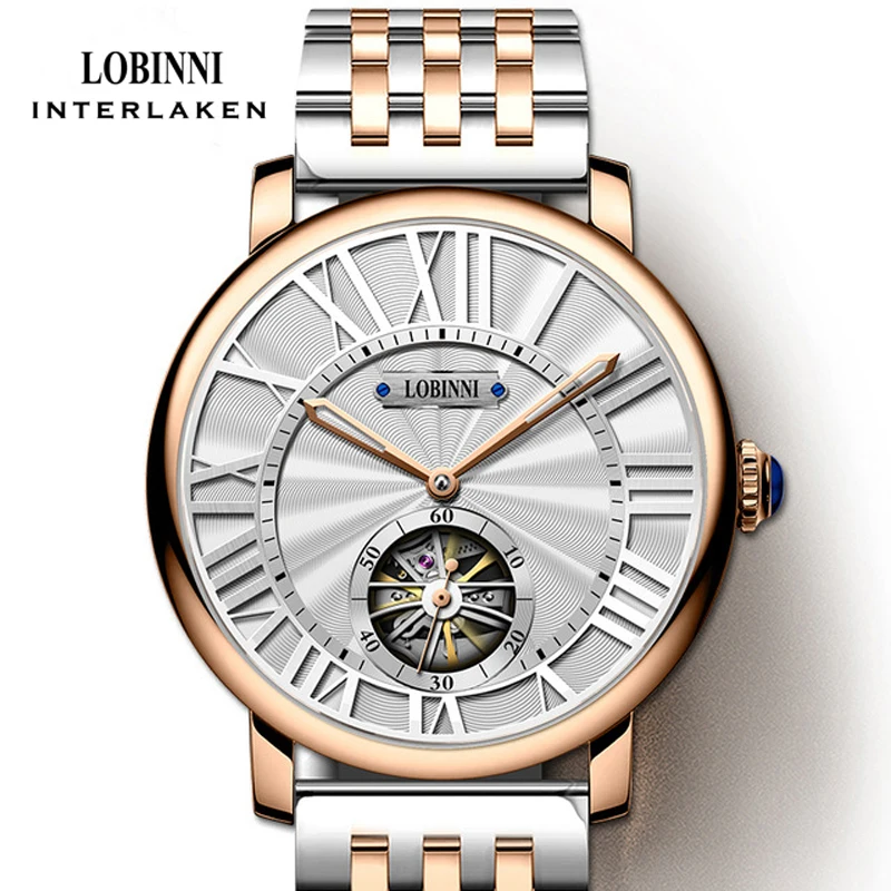 

LOBINNI брендовые роскошные водонепроницаемые часы с сапфировым стеклом, мужские часы с механизмом чайки, мужские часы, автоматические механические часы