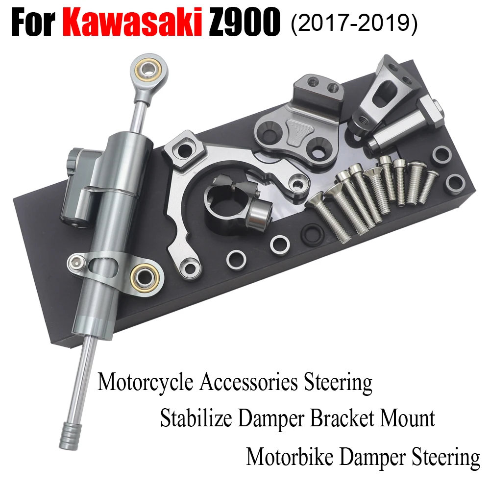 

Мотоциклетный демпфер для KAWASAKI z900 2017 2018-2021, стабилизирующий кронштейн для контроля безопасности, комплект крепления для мотоцикла из алюминия с ЧПУ
