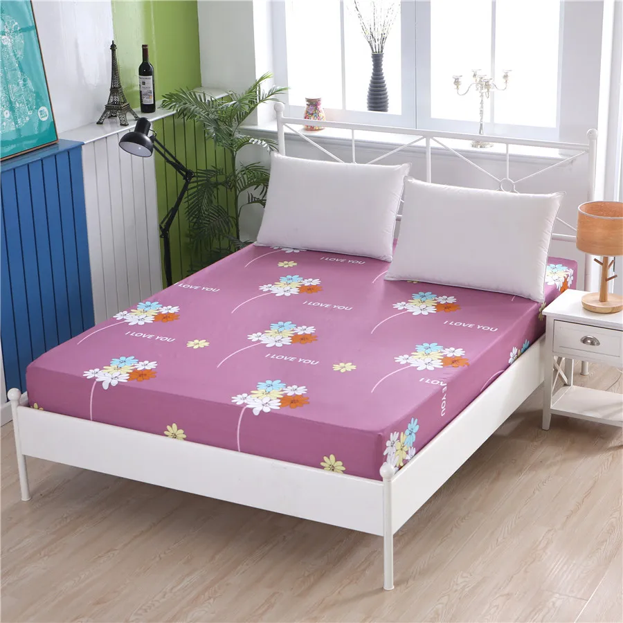 High-grade 100% cotton printed fabric four corners with elastic fitted sheet mattress cover various sizes can be customized