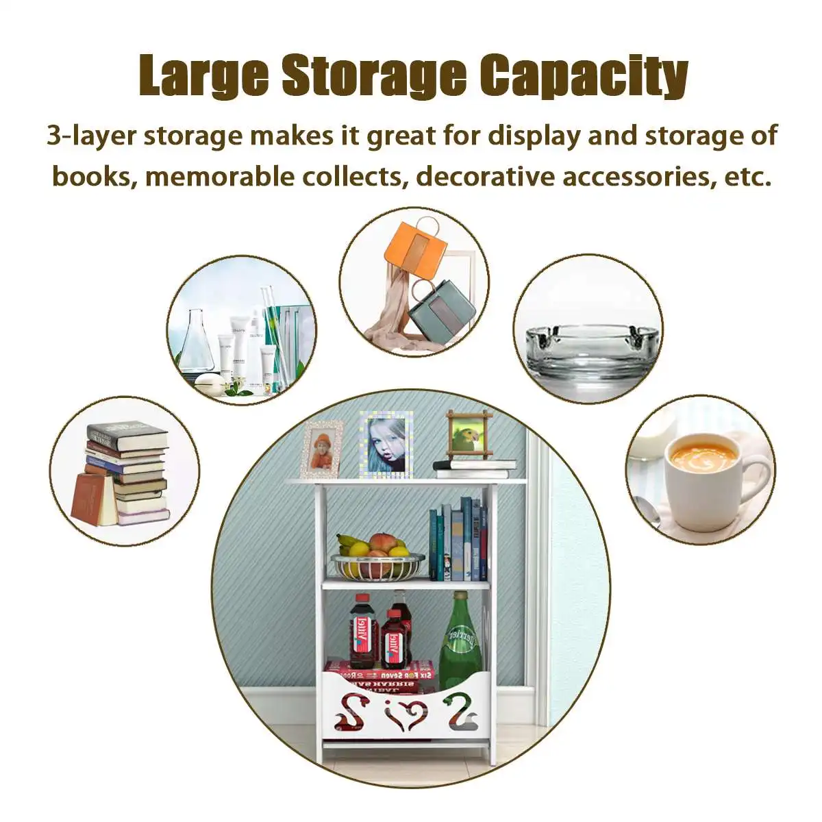 Nordic Round Coffee Table Tea Table Desk Home Living Room Storage Rack Bedside Table Two Layers Round Edge Storage Shelf Tables
