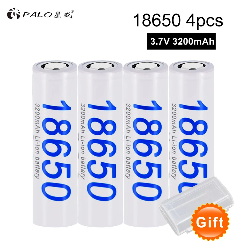 

PALO 18650 Battery 3.7V 3200mah 30A 18650 Lithium Rechargeable Battery For Flashlight high current batteries 18650 аккумулятор