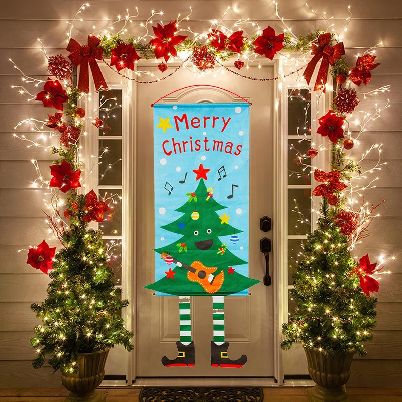 Merry Christmas Decorations Porch Banner Hanging Ornament New Year Sign for Home Front Door Wall Xmas Natal Noel 2022 Decor