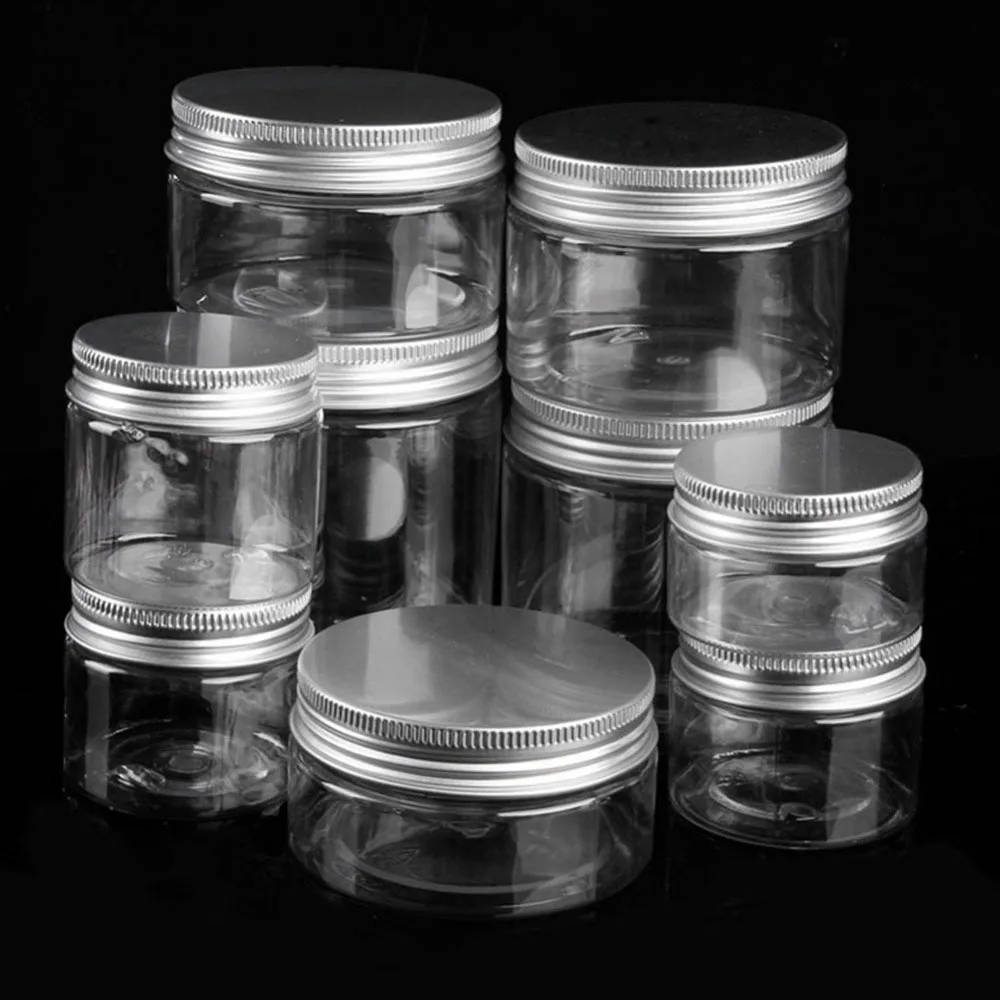 30/50/60/80/100/120/250/500ml Empty Plastic Clear Cosmetic Jars Makeup Container Clear Plastic Jar Face Cream Sample Pot Gel Box