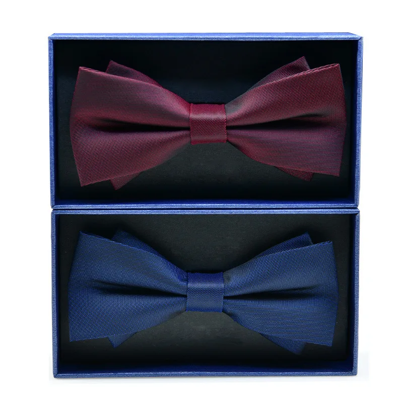 Gravata borboleta masculina, gravata borboleta dupla de cor sólida, estilo britânico, para casamento, 2020