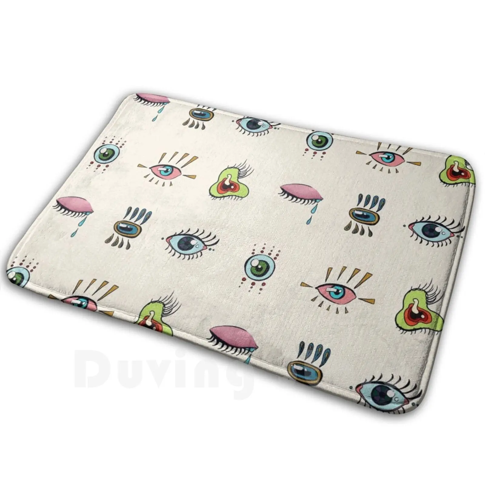 The Eyes Carpet Mat Rug Cushion Soft Non-Slip Eyes The Eyes Watch See Eyeball Pattern Makeup Eyelash Graphic Blue Pink