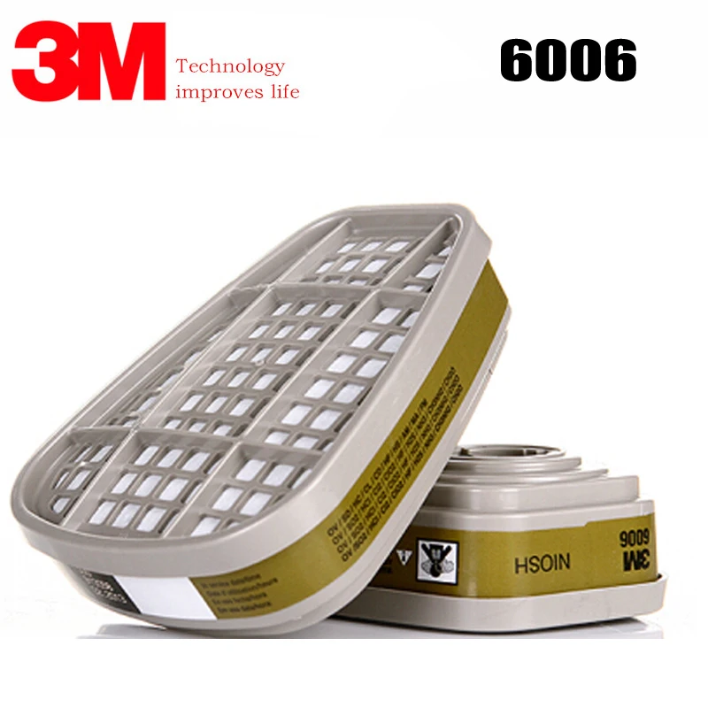 อุปกรณ์กล่องกรองหน้ากากป้องกันแก๊สพิษ 3M 6006 สําหรับสีสเปรย์ก๊าซอินทรีย์และเมทิลามีน