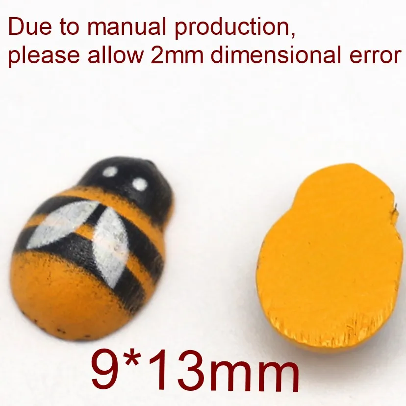 9*13mm Yellow Wooden Cute Bee Flatback Cabochon Decor Handicrafts Scrapbooking Cardmaking DIY Handmade Crafts Accessories 50/100