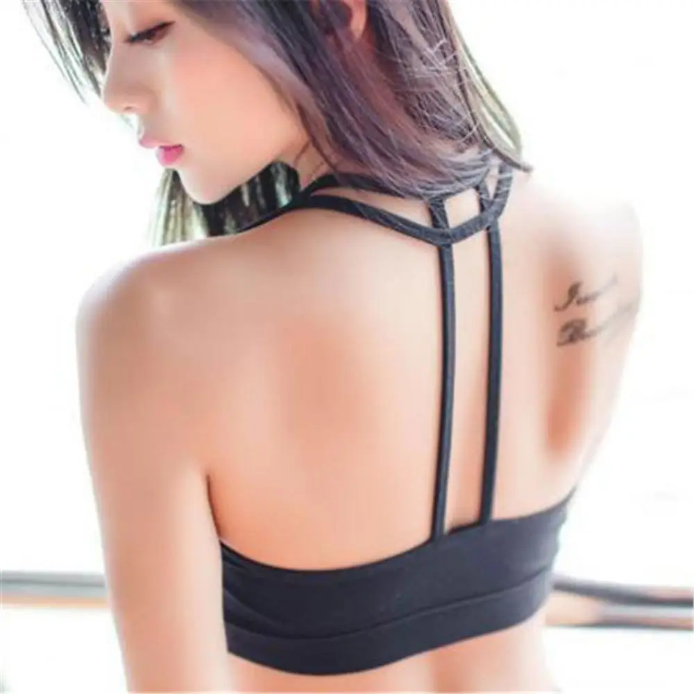 Sexy T Back Double Tube Under Bras Yoga Running Gym Sports Bras Breathable Comfortable Seamless No Steel Ring Full Cup Underwear