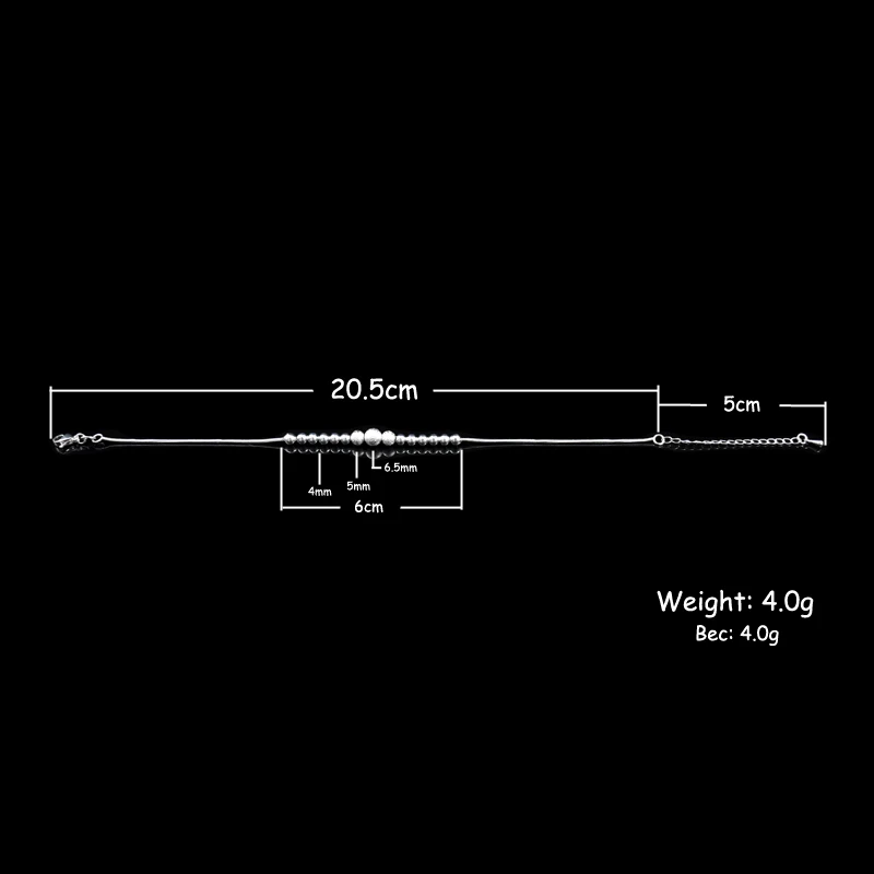 Novidade fashion bola redonda contas tornozeleira com corrente de pé 925 prata esterlina fosca contas pingente pulseiras tornozeleiras para mulheres joia presente