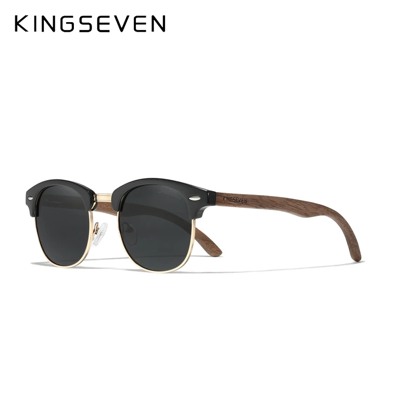 KINGSEVEN 100% Polarized Vintage Men Wooden Sunglasses Wood UV400 Protection Fashion Square Sun glasses Women Gafas De sol