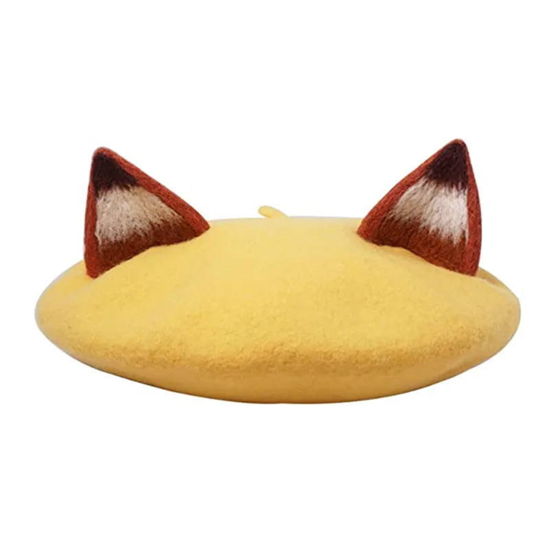 1424 Handmade Nick Fox Ear Beret Adult Size Hat Vintage Painter Wool Cap Accessories | 1424 Handmade Nick Fox Ear Beret Adult Size  main image 2
