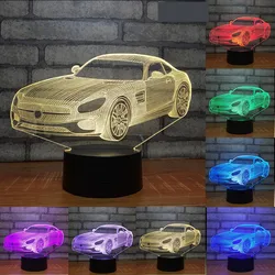 3d carro conduziu a luz da noite para crianças quarto decoração 7 cores mudando acrílico lâmpada noite presente de aniversário para meninos criança nightlight