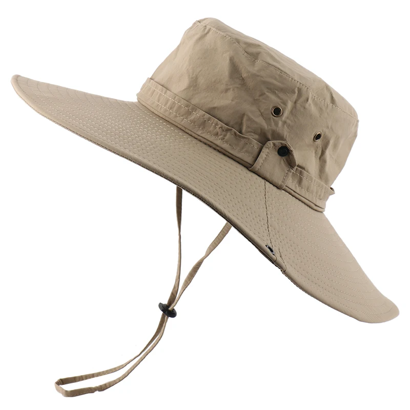 CAMOLAND-Sombrero de cubo impermeable para hombre, gorros de verano Anti UV para el sol, pesca al aire libre, senderismo, Boonie, gorra de playa de