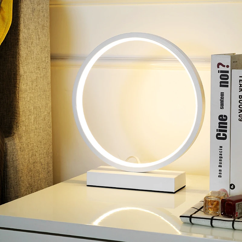 Dimmable LED Table Lamps Black White Ring Desk lamp for Home Living Room Bedroom Bedside Decor lamp Night Light EU/US/AU/UK plug