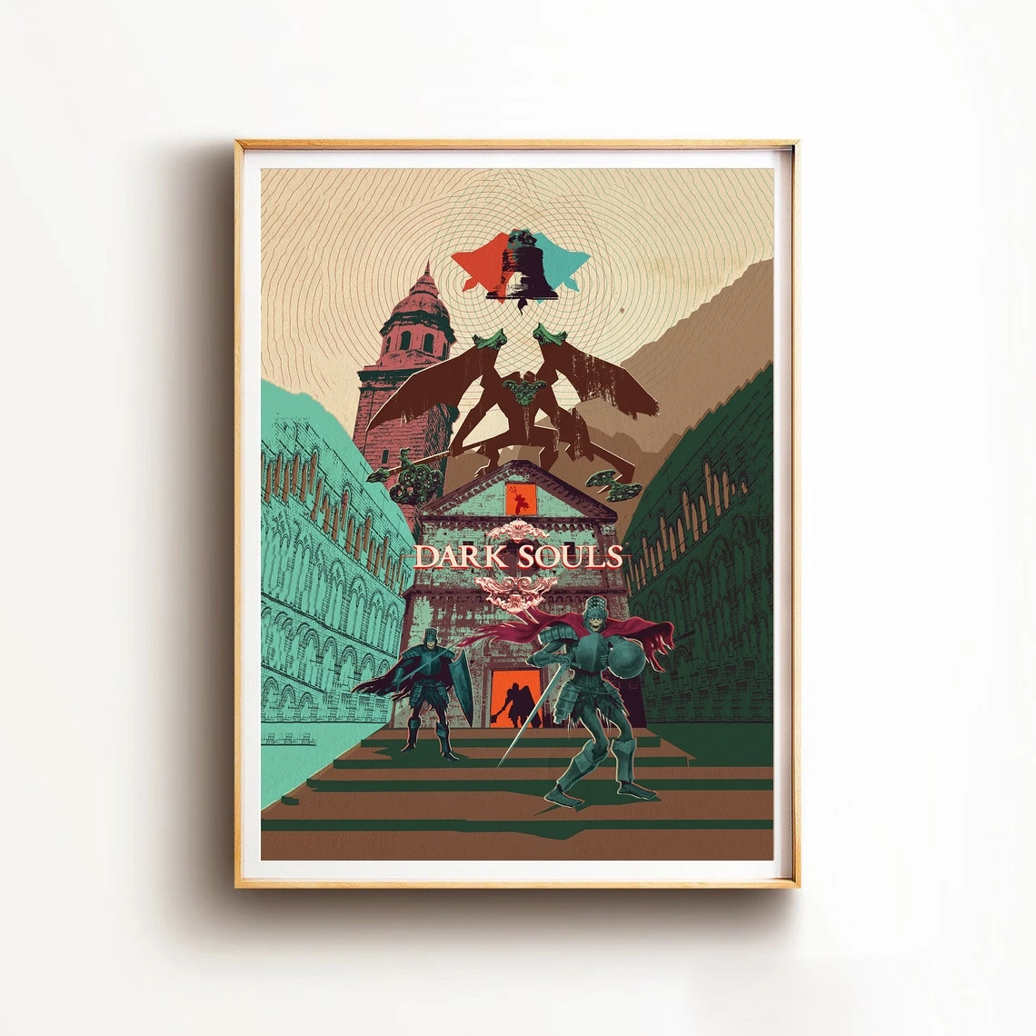 Dark Souls Video Game Poster, Castle Soldier Boss, Alternative Art Minimalist Retro Canvas Poster Print Mural Decoration