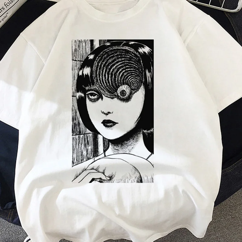 Horror comics Junji Ito ladies T shirt Women Summer Casual T-shirts Harajuku Short Sleeve O-neck Tops Tees Female Clothes