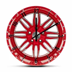Red Car Wheel Mechanic Wall Clock Modern Design Garage Car Tire Decorative Wall Watch Auto Repair Tire Shop Artwork Timepieces