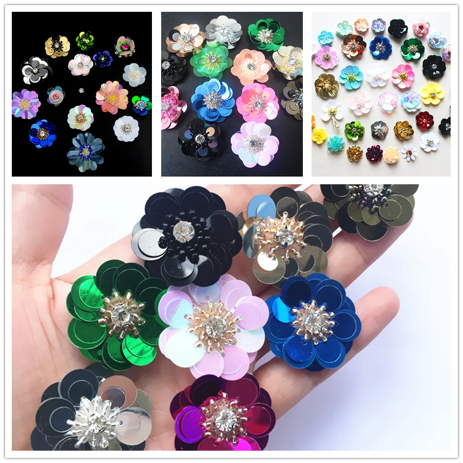 10pcs lot flower patch handmade sequins bags shoes DIY decoration Accessories cheap 2~3cm