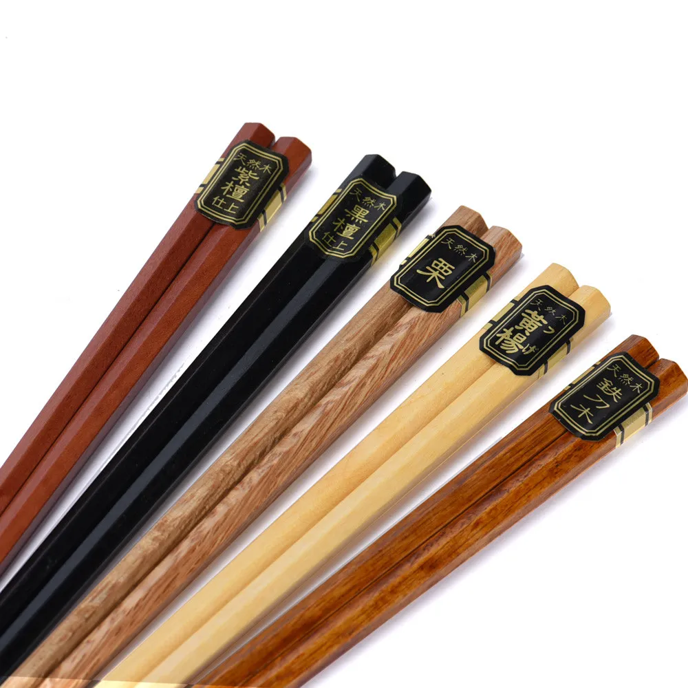 5 Pair Janpanese Korean Food Wooden Chopsticks Reusable Natural Beech Chopsticks Chinese Set Palillos Japanese Gift Pack