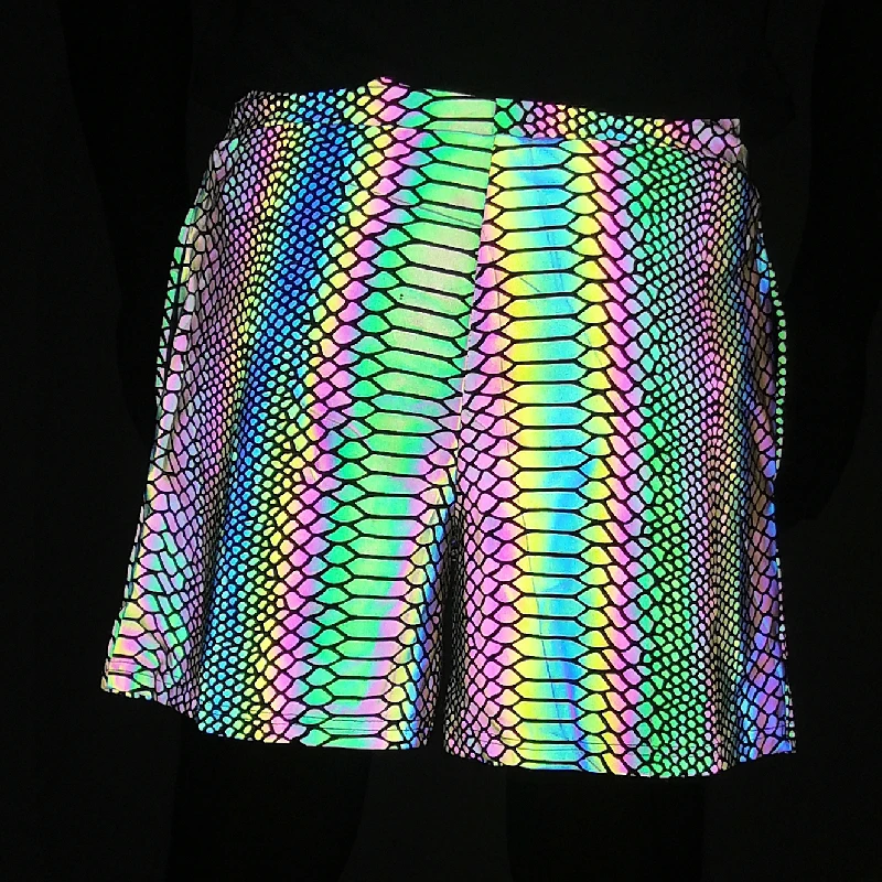 Summer Shorts Men 2025 Jogger Reflective Safety Trouser Snakeskin Print Drawstring Elastic Waist Cycling Gym Shorts With Pockets - Image 4