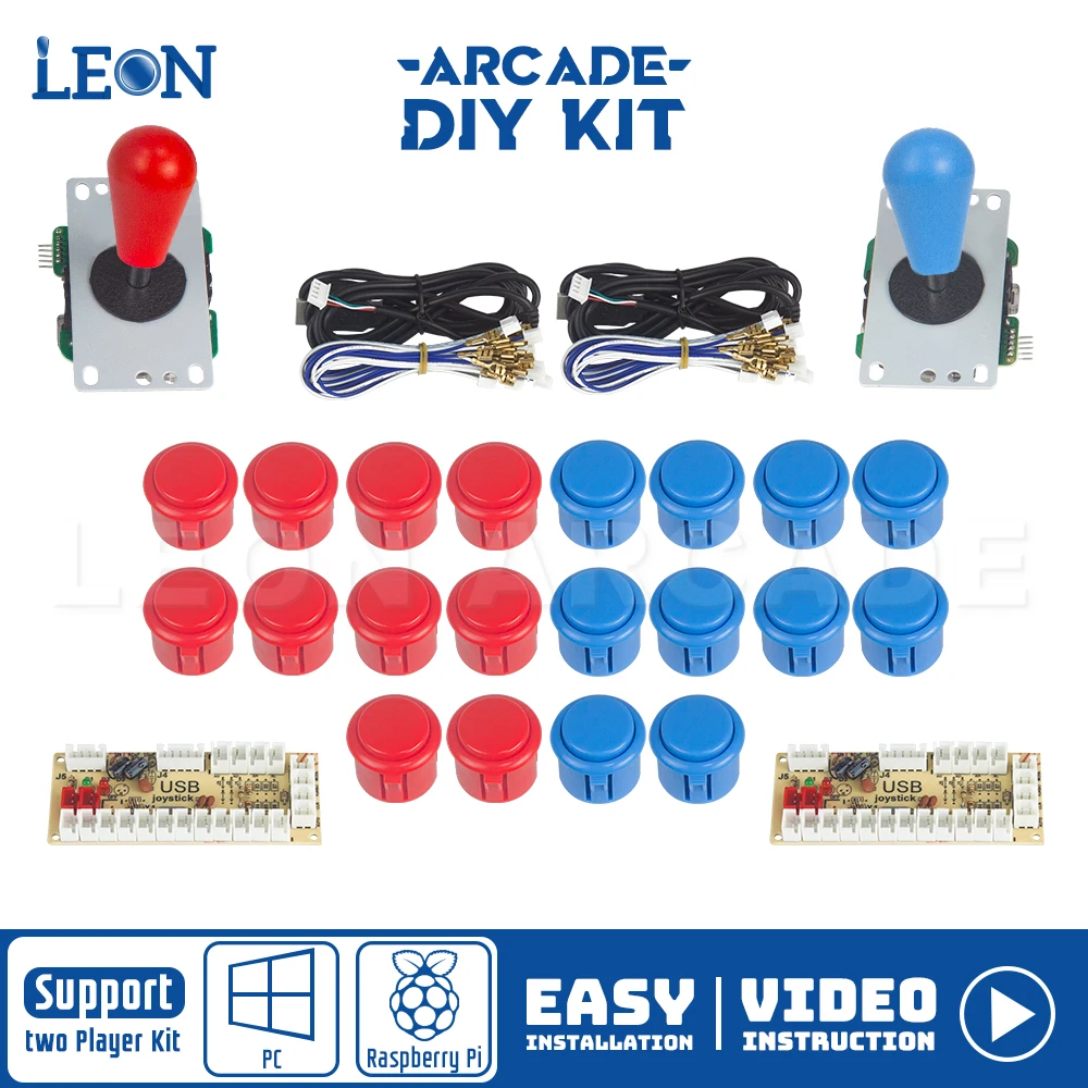 

20 Pcs Arcade Cabinet Kit 2 Player Zero Delay Encoder USB to PC/PS3/Andriod/Raspberry Pi Sanwa Arcade Button Arcade Joystick