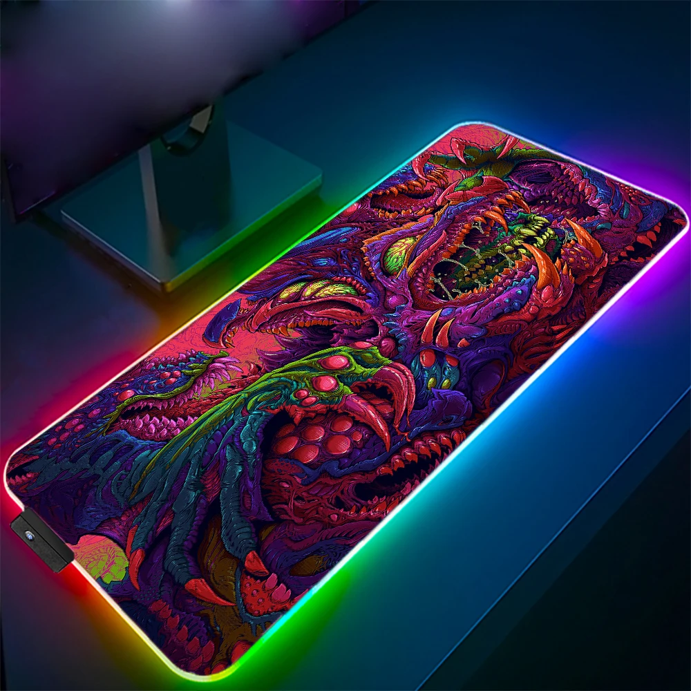 Hyper Beast Wallpaper RGB Gaming Mouse Pad PC Gaming Laptop Gamer Led Backlit Keyboard Desktop Gaming Accessories Large Mousepad