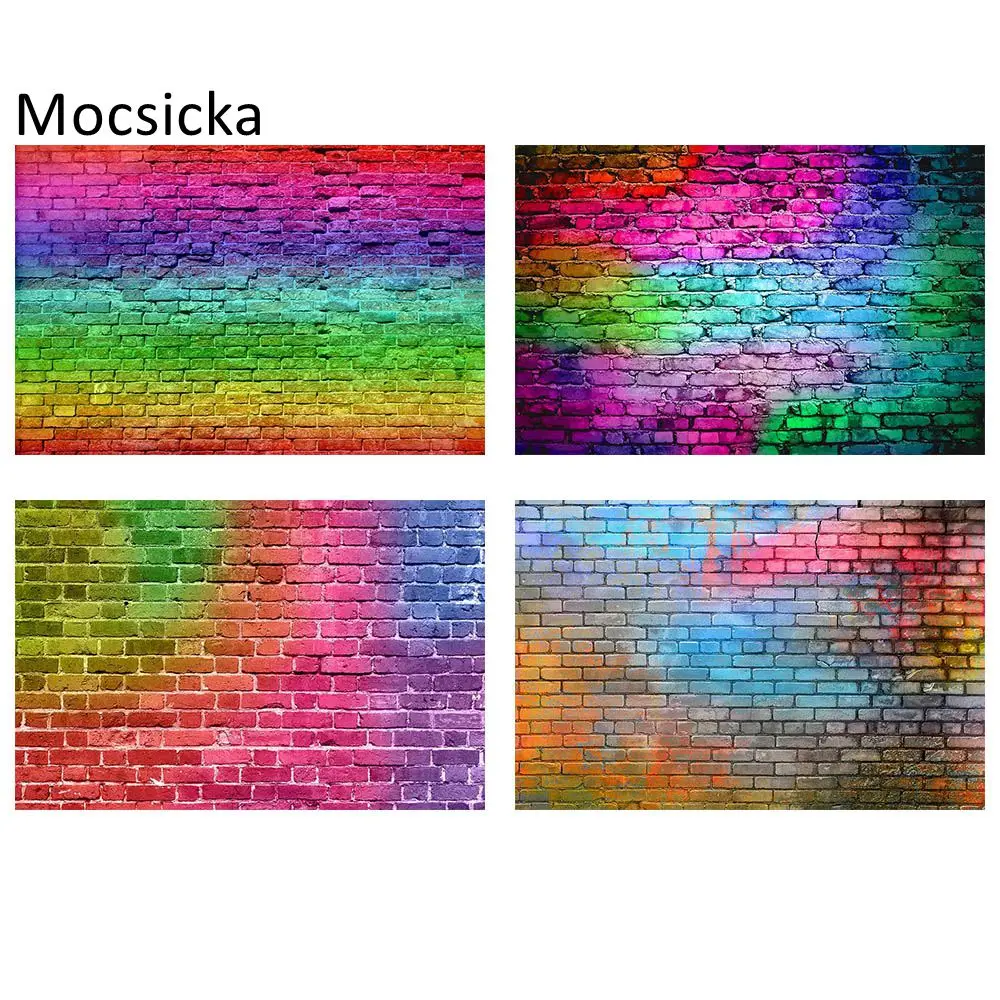 Mocsicka Colorful Brick Wall Backdrops Street Graffiti Art Party Photography Background for Photo Studio Photocall Props Custom