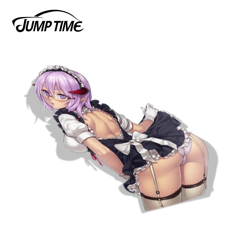 Jump Time 13cm x 10.9cm Car Styling Hot Sexy Girl Anime Maid Car Stickers Decal Motorcycle Waterproof Trunk Accessories