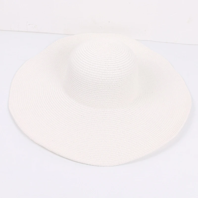 HT3062 Mode Große Große Breite Krempe Hut Solide Plain Floppy Strand Sonnenhut Packable Sommer Hüte für Frauen Dame Stroh hut Strand Kappe – Detail 16