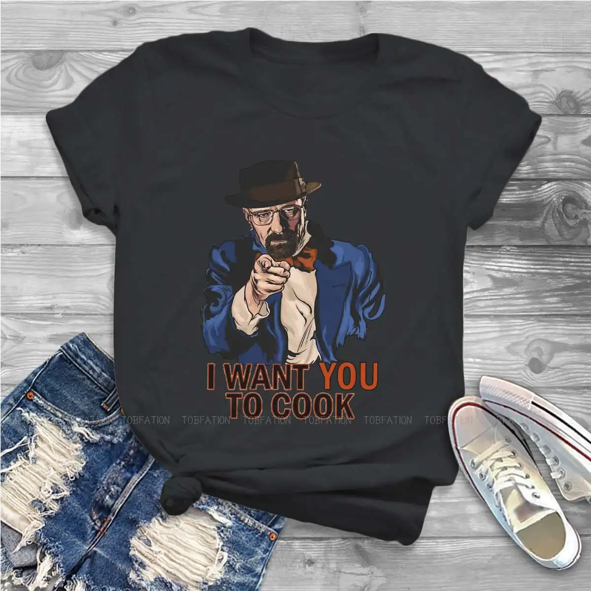 Want You Cute Girls Women T-Shirt Breaking Bad Walter White TV Show Blusas Harajuku Casual Short Sleeve Vintage Oversized Tops