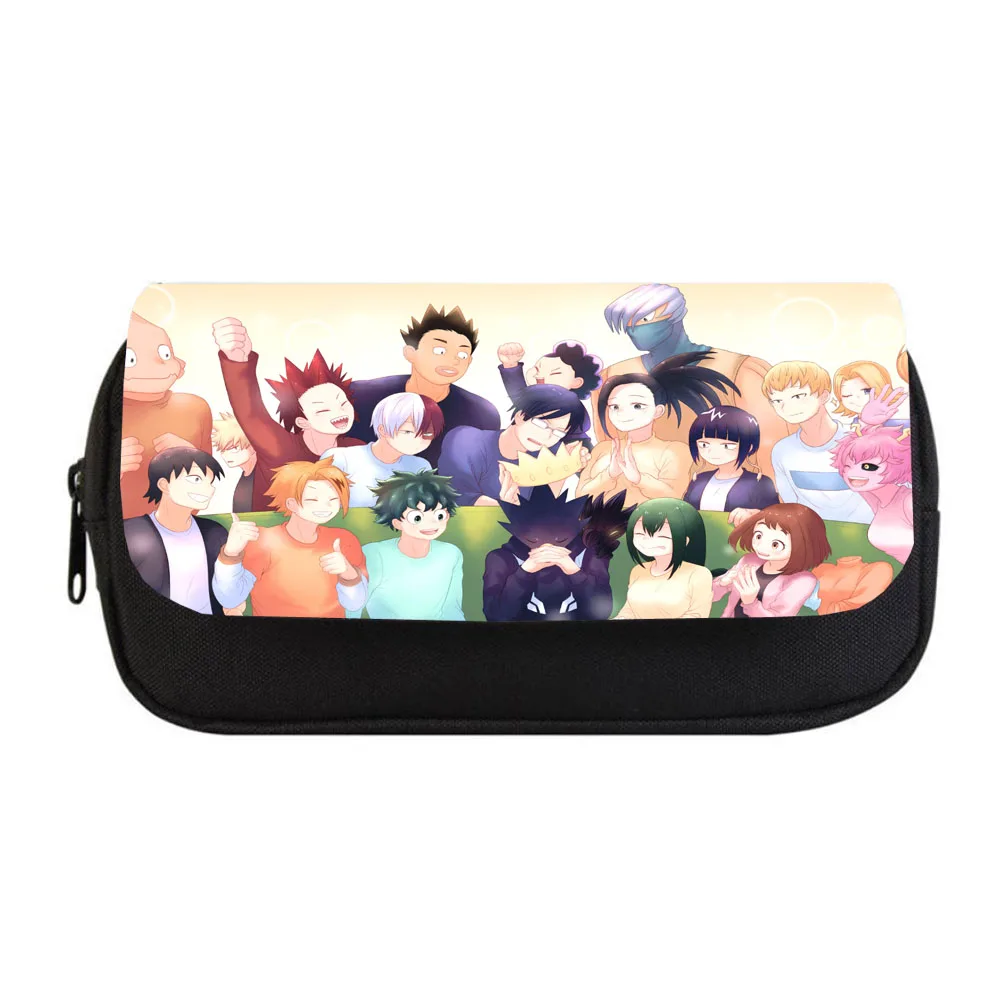 Bolsa de lápices de Anime My Hero Academia para mujer, bolso de maquillaje, estuche de lápices para niños y niñas, bolsa de lápices con doble cremallera, bolso de mano