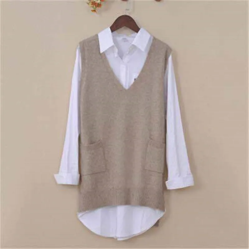 Vest Sweater Women Loose Spring Autumn Summer  New Outer Wear All-match Waistcoat Female Knitted Sweater Sleeveless Jacke