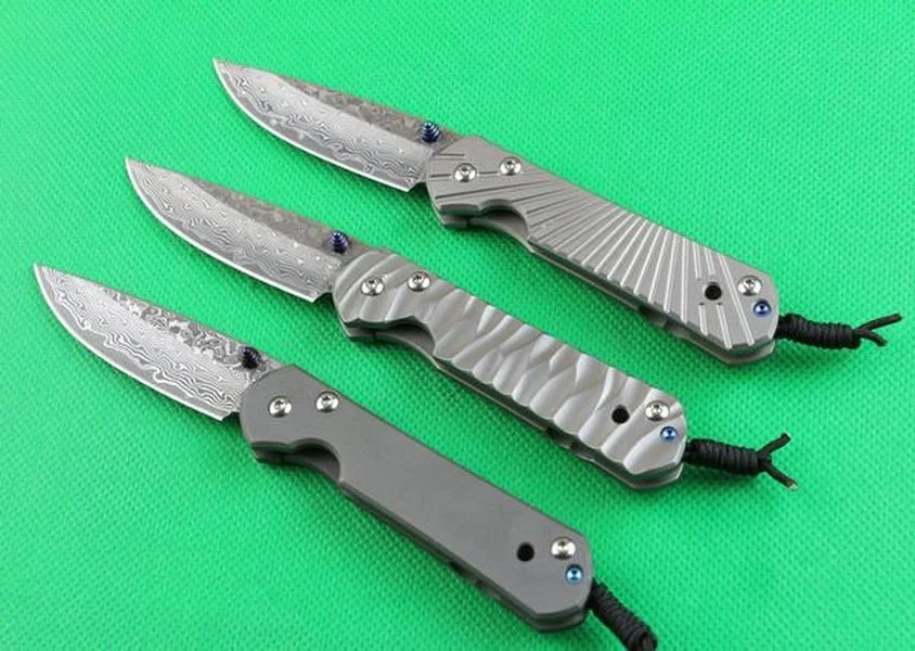 Small Chris CR Damascus Blade Titanium alloy Handle Outdoor Camping Hunting Survival Tactical Folding Knife Edc Multi Tool