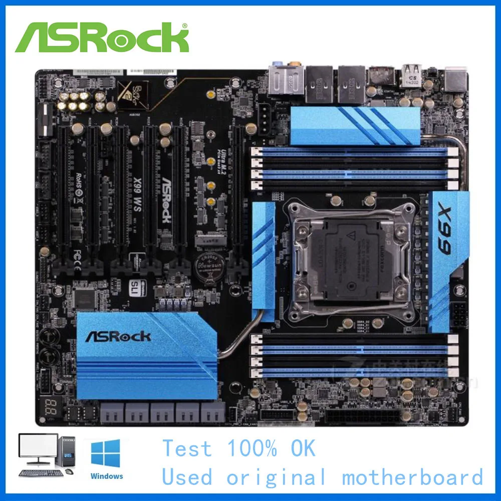 ASRock X99-WS 마더 보드 LGA 2011 V3 2011-3 Intel X99 DDR4 데스크탑 메인 USB3.0 E5 2670 2680 