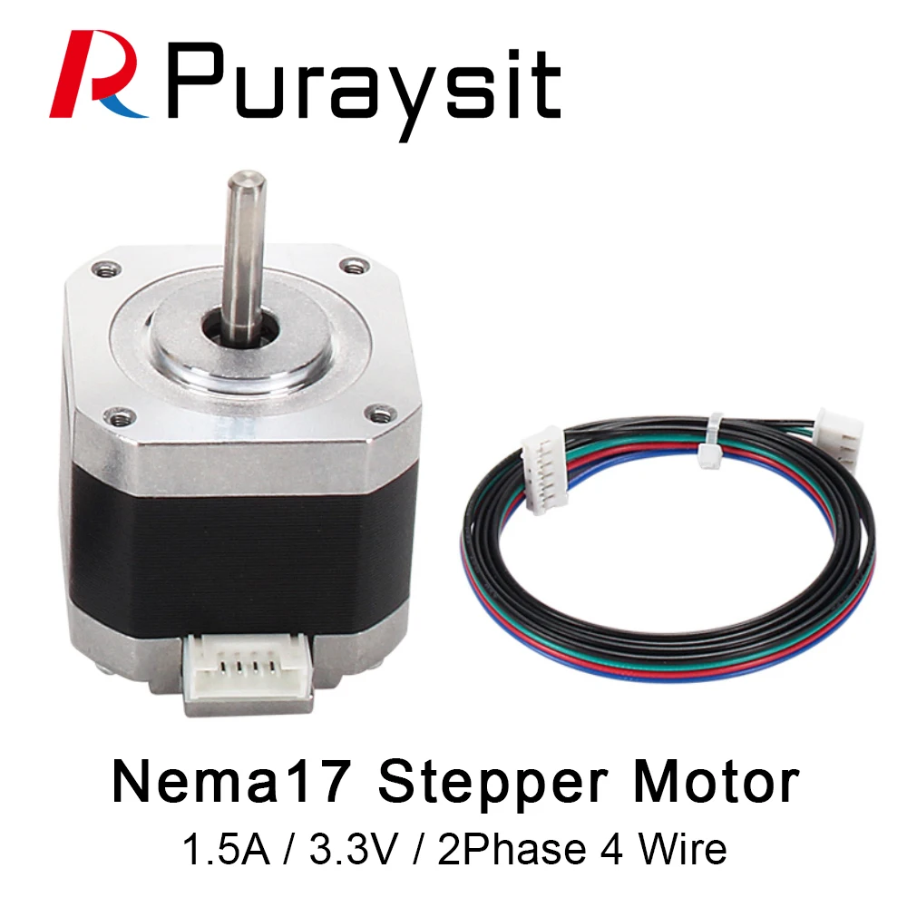 Puraysit 5pcs Nema17 Stepper Motor 0.9 Degree Higher precision 280 mN.m 57g.Cm 1.3A 17HS4401 17HS4401S 4-Lead DIY CNC 3D Printer