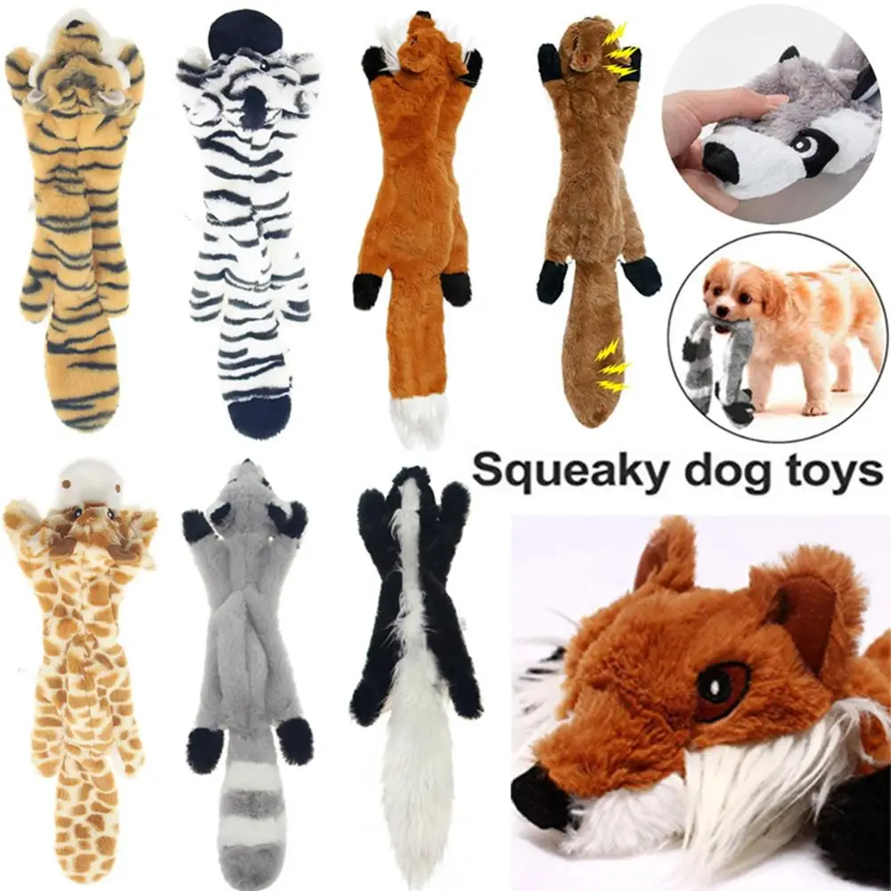 Funny Simulated Animal No Stuffing Dog Toy with Squeakers Durable Stuffingless Plush Squeaky Dog Chew Toy Crinkle Pet Squeak Toy