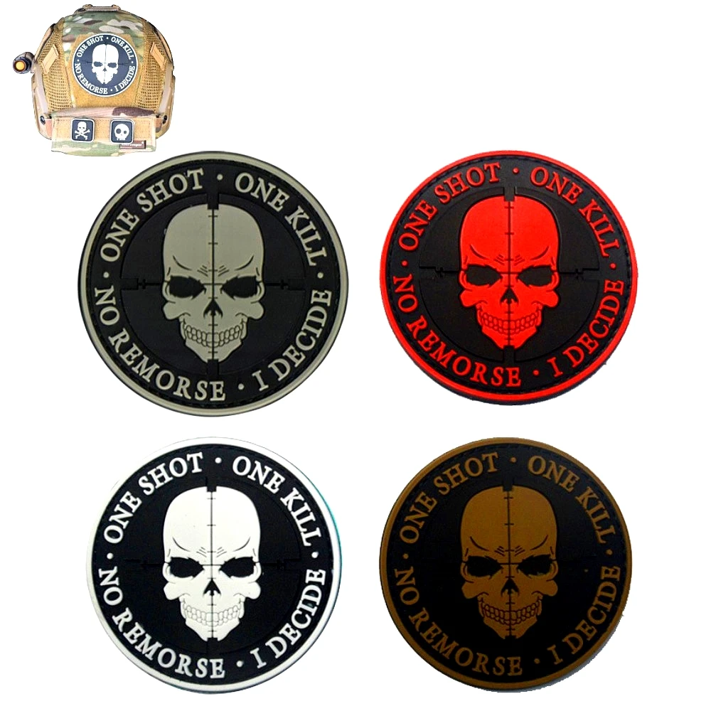 

One Shot One Kill Embroidery Patch Armband Badge Military Skull Sniper Decorative Applique Embellishment Tactical Patches