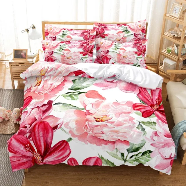 3d Flower Valentine\'s Day Wedding Bedding Set Luxurious Rose Heart Love Duvet Cover Queen Twin Size Pillowcase 2/3 Pcs Custom