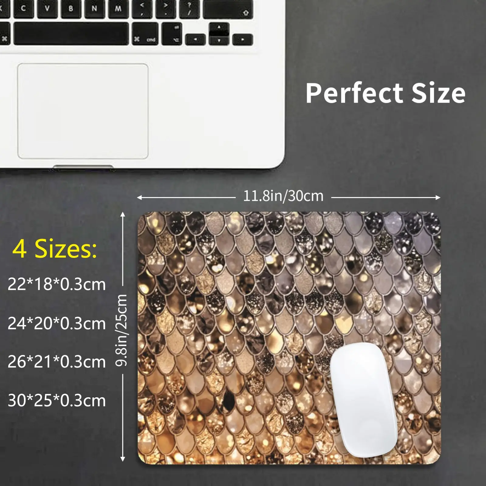 Dark Gold And Bronze Mermaid Scales Mouse Pad DIY Print Abstract Animal Blink Fish Fish Scale Fish