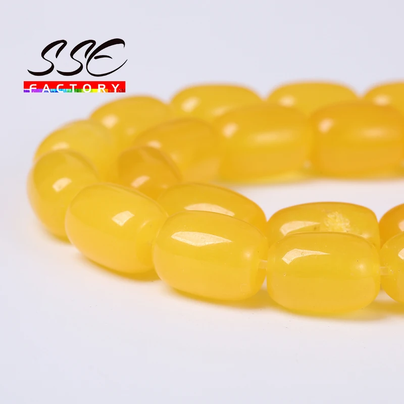 Wholesale Natural Stone Beads Yellow Agates Drum Barrel Shape Beads Semi-Finished Handmade Bracelet Beads For Jewelry Making