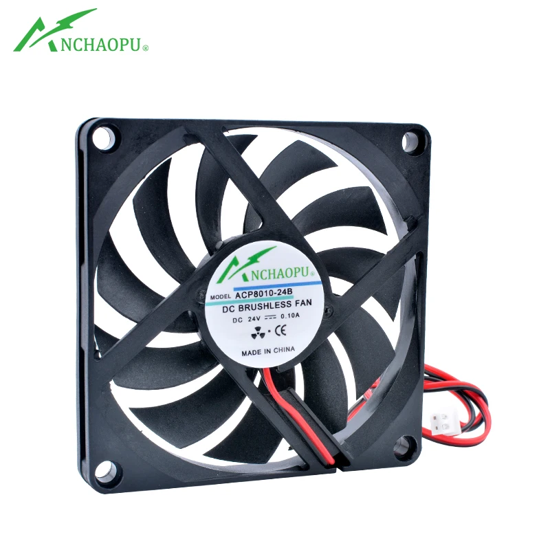 ACP8010 8cm 80mm fan 80x80x10mm DC5V 12V 24V 2 wires 2pin for chassis power supply charger inverter ultra-thin cooling fan