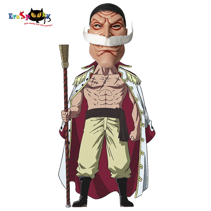 Eraspooky Japanese Anime One Piece Cosplay Edward Newgate Mask Pirate Regiment Captain Costume Masks Props White Beard Wigs