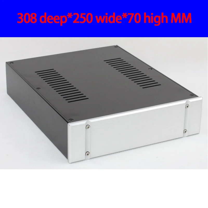 

KYYSLB 308*250*70MM WA97 All Aluminum Amplifier Chassis Box House DIY Enclosure with Feet Screws Amplifier Case Shell