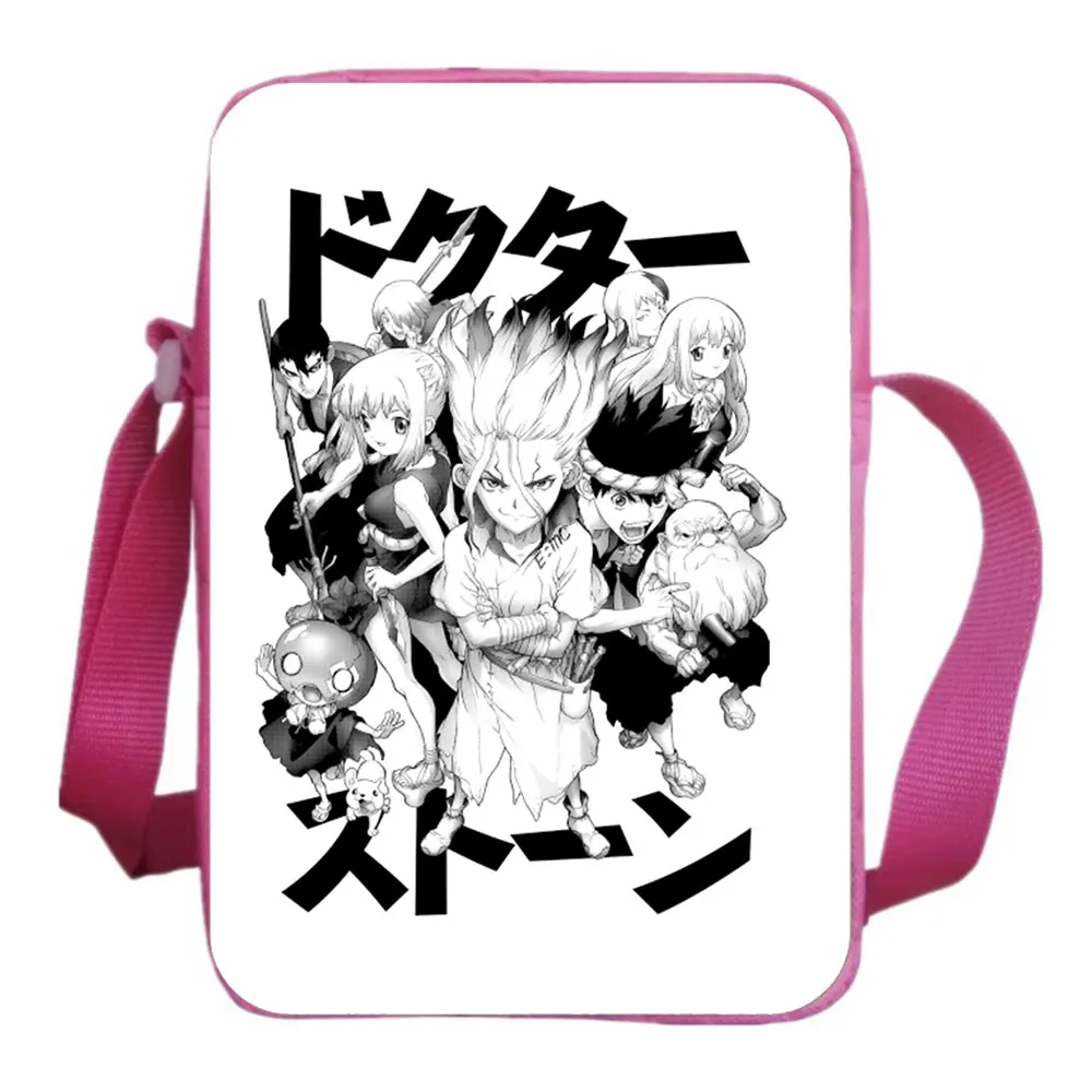 Mochila dr. stone casual pequeno, bolsa transversal de ombro diagonal para meninos e meninas, bolsa mensageira leve para telefone