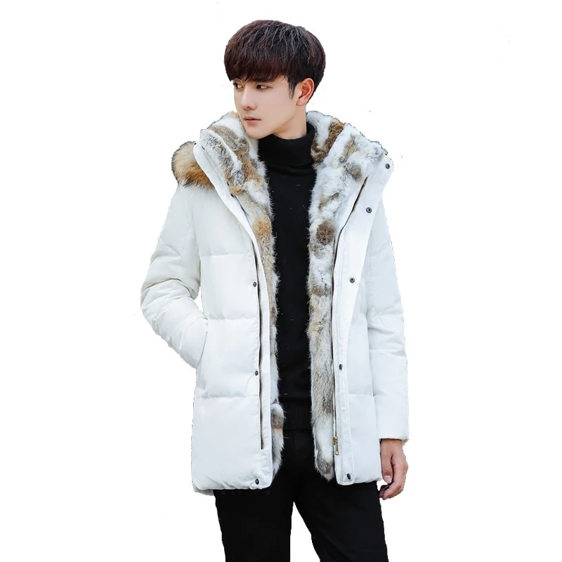 Couple Duck Down Jacket Men Winter Thick Fur Collar Plus Size 5xl Women Jackets Hooded White Coat Parkas Sobretudo KJ574