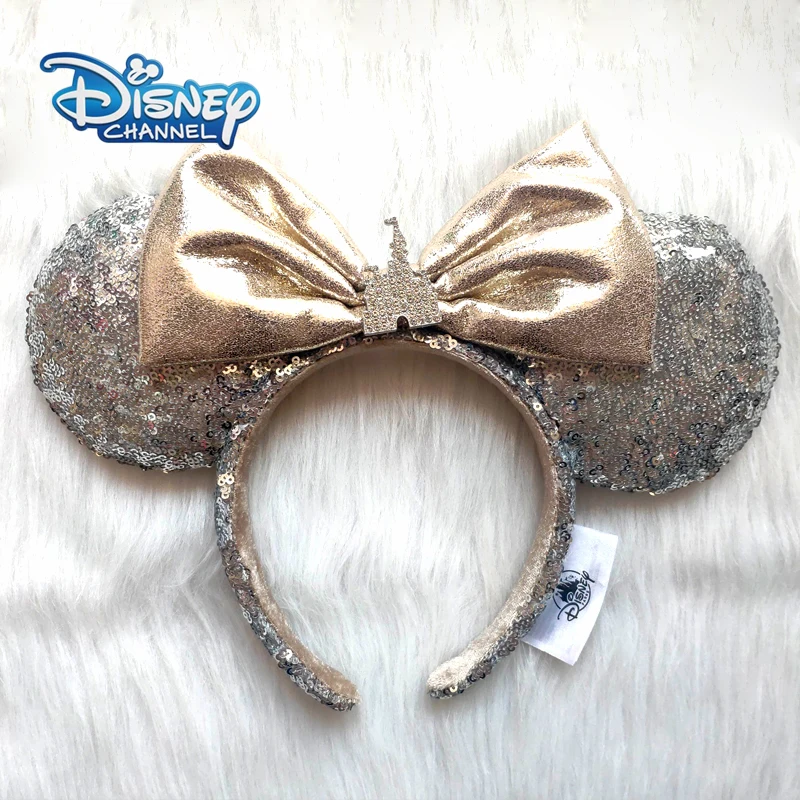 Disney Princess Cendrillon Turesauna Band pour filles, oreilles de Minnie Mouse Disneyland, vêtements de sauna à paillettes, jouets de beauté, cadeau de décoration de fête