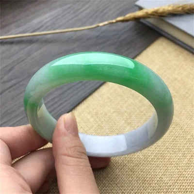 

Zheru Jewelry Natural Burmese Jade 54-64mm Light Green Bangle Elegant Princess Jewelry Best Gift