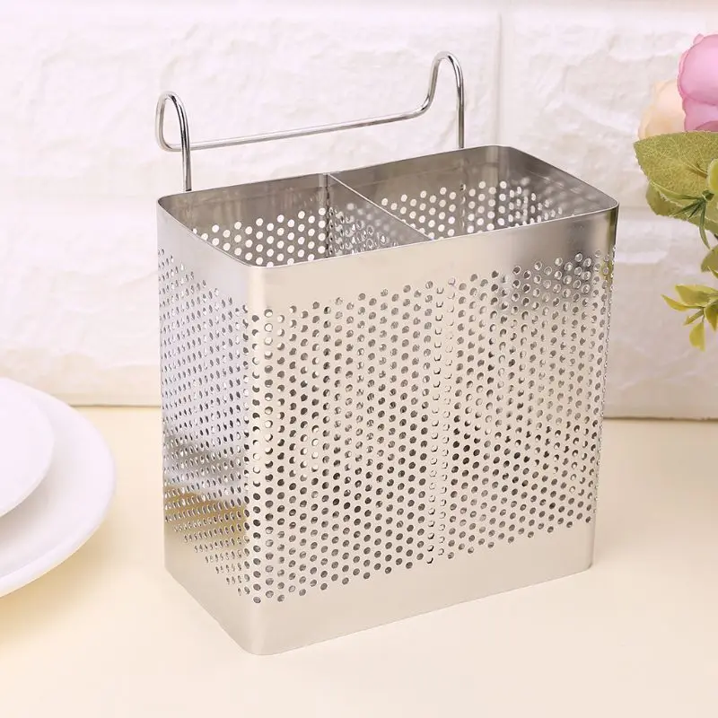 Kitchen Hanging Stainless Steel Chopsticks Spoons Fork Cutlery Holder Rack Drainer Storage 37MF