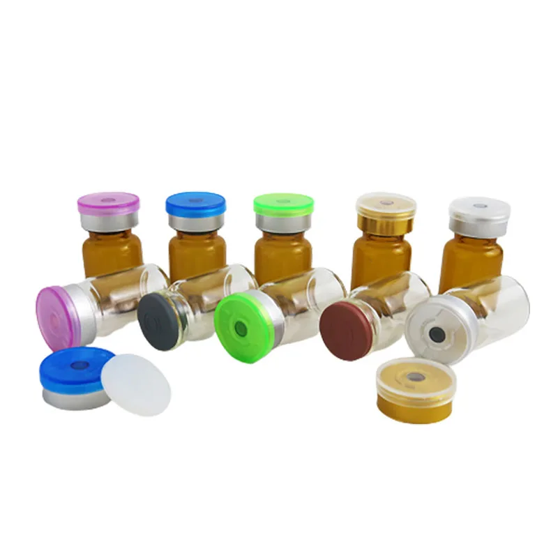 

100 X 6ML Amber Clear Empty Glass Vial Bottles with Silicone Butyl Red Stopper With Plastic-Aluminum Lids 6cc Cosmetic Container