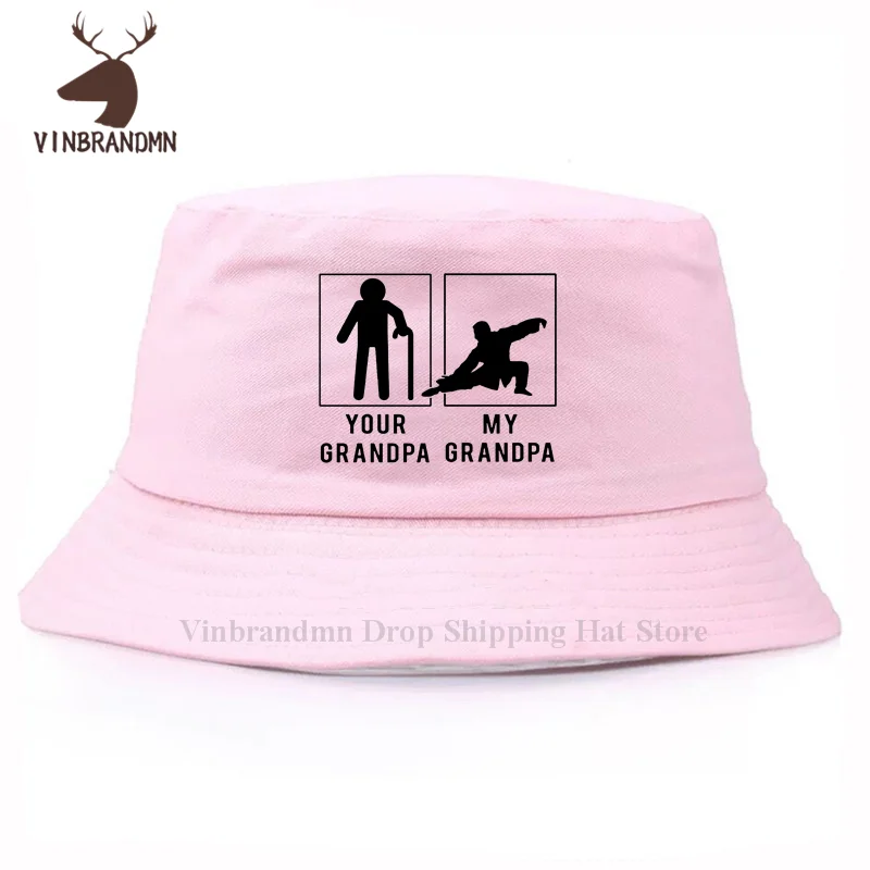 Summer Funny Tai Chi Your Grandpa My Grandpa Baseball cap Pure Cotton Hipster hat Fashion cotton Bucket hat Outdoor Fishing hats